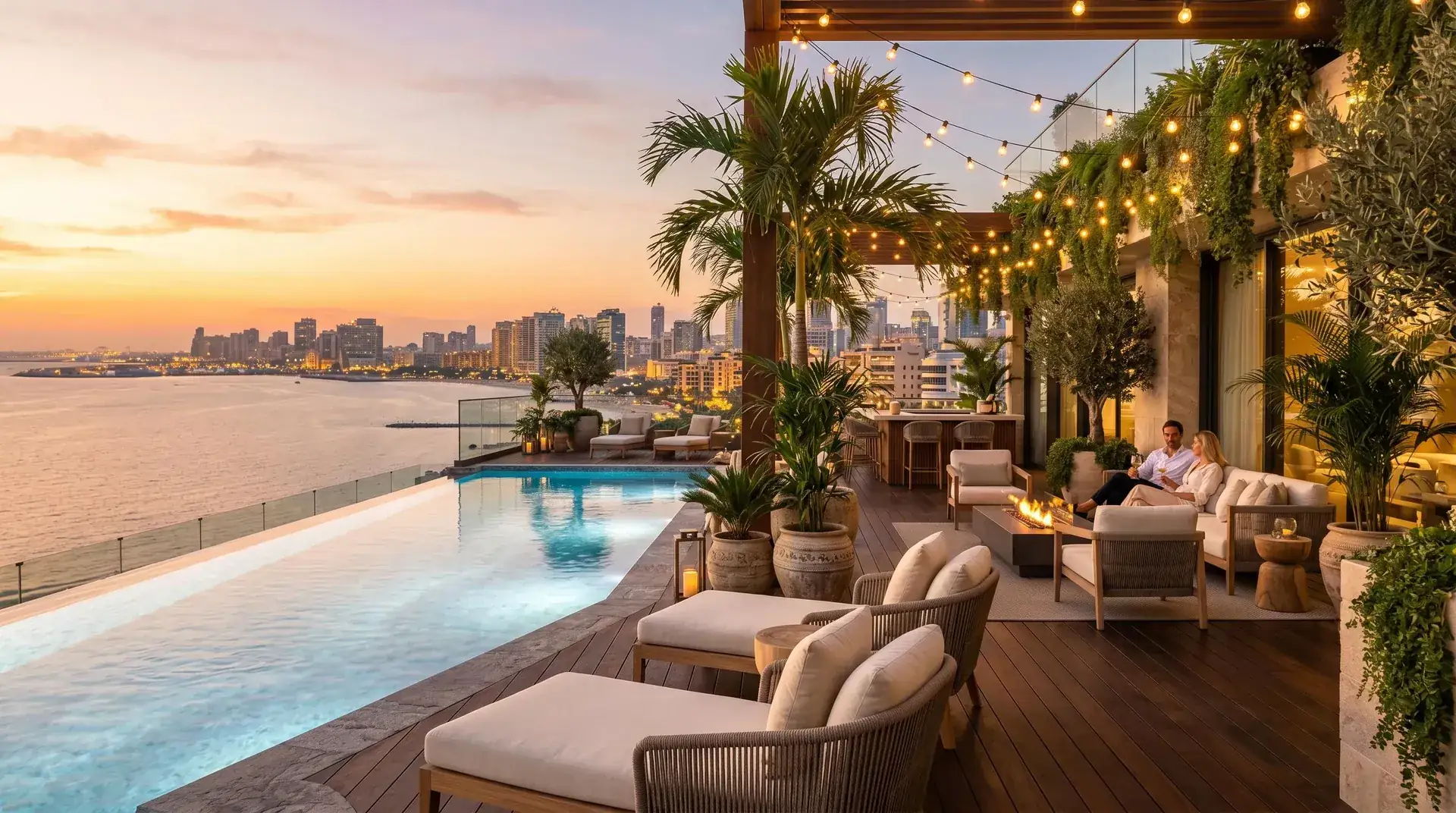 Apartment rooftop at golden hour, a property management web design client
